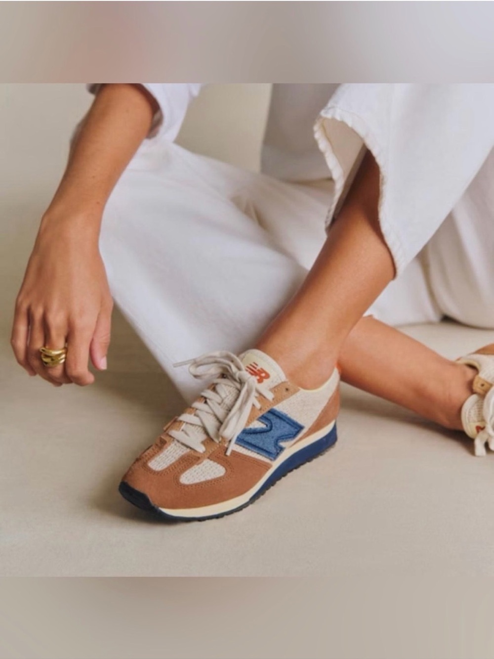 Sézane X New Balance Ecru / Brown Sneaker - Size unisex US 7.5 (Women’s 9) - Picture 3 of 9